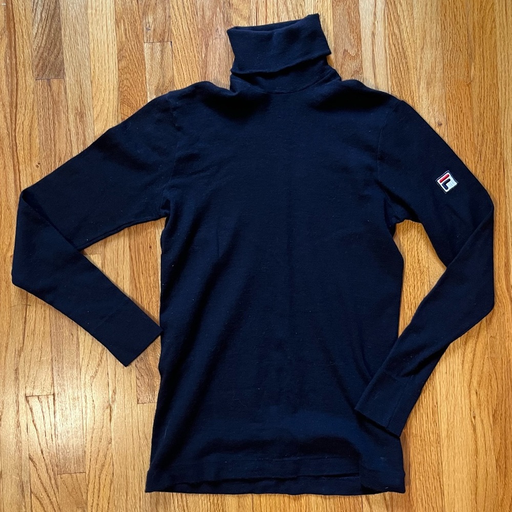 Fila Vintage Black Wool Turtleneck Sweater